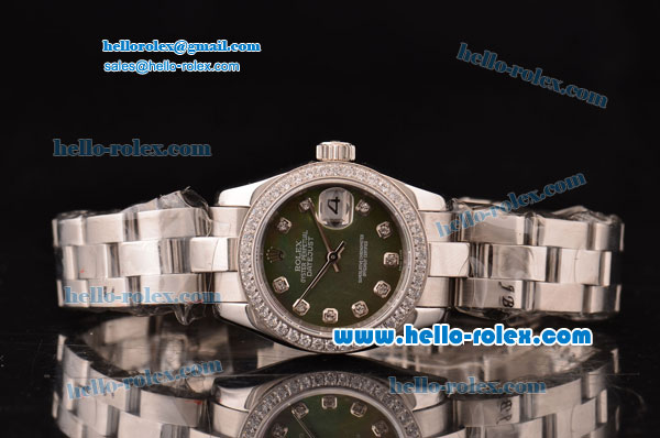 Rolex Datejust Lady 2813 Automatic Steel Case with Grey Mop Dial Diamond Markers and Diamond Bezel ETA Coating - Click Image to Close